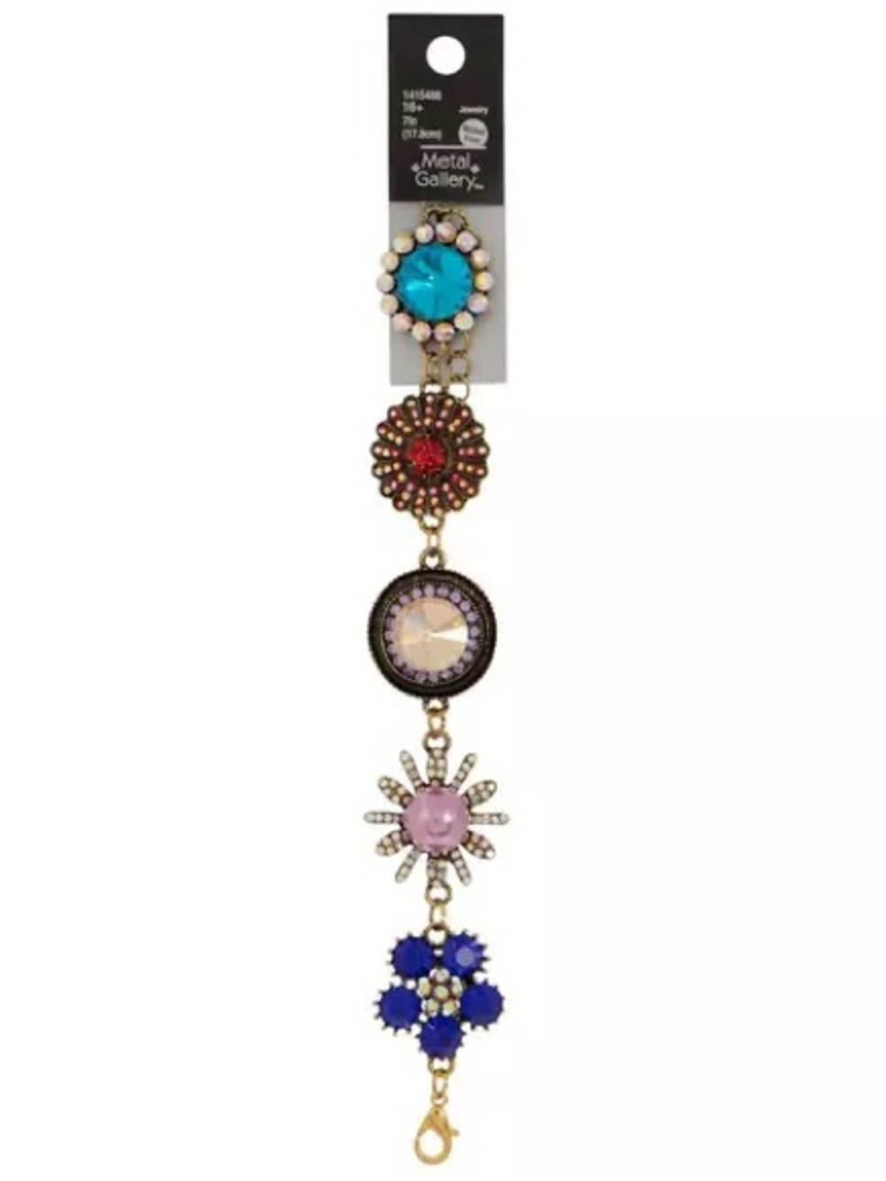 New Metal Gallery Floral Rhinestone Connector Bracelet